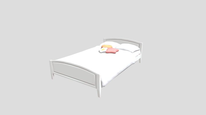 Bed With Cute Pillows 3D Model