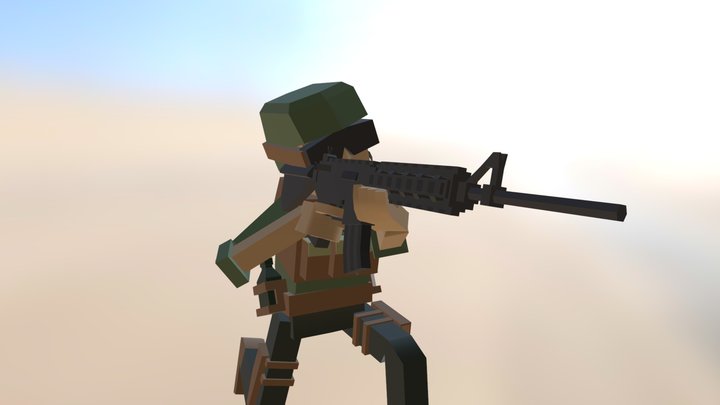 Kneel and shoot 3D Model