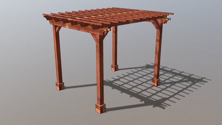Wooden Garden Pergola 3D Model