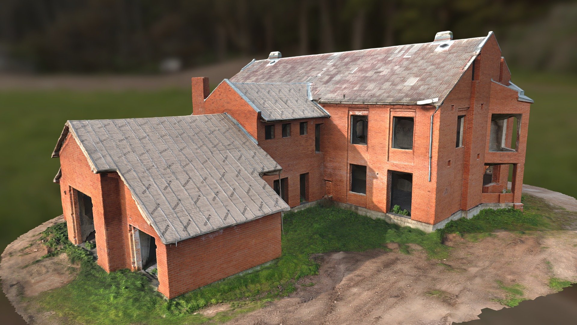 Abandoned Red Brick Mansion - Buy Royalty Free 3D model by Abandoned ...