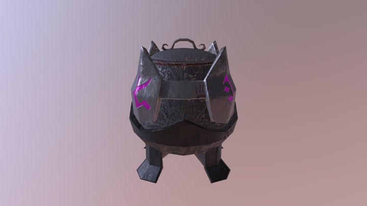 Large Runic Cauldron Pot 3D Model