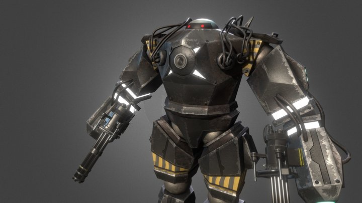 Robot Mech muni de Mini Gun 3D Model