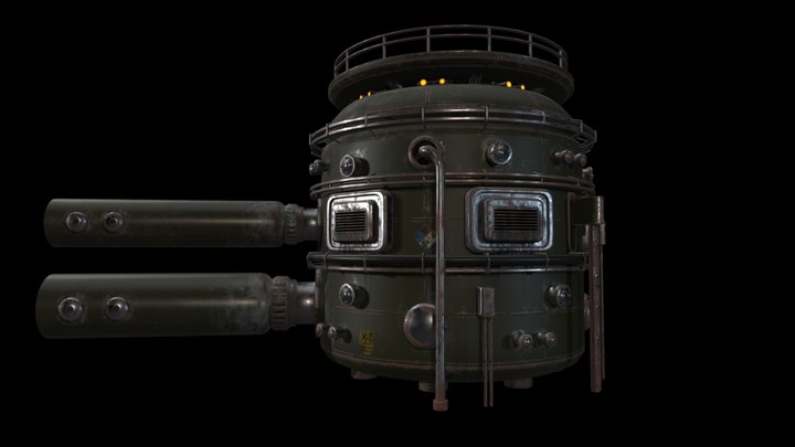 Weathered Sci-fi Reactor Core 3D Model