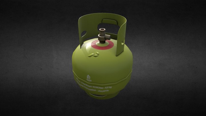 Tabung Gas Elpiji 3Kg (LPG) Pertamina - Lowpoly 3D Model
