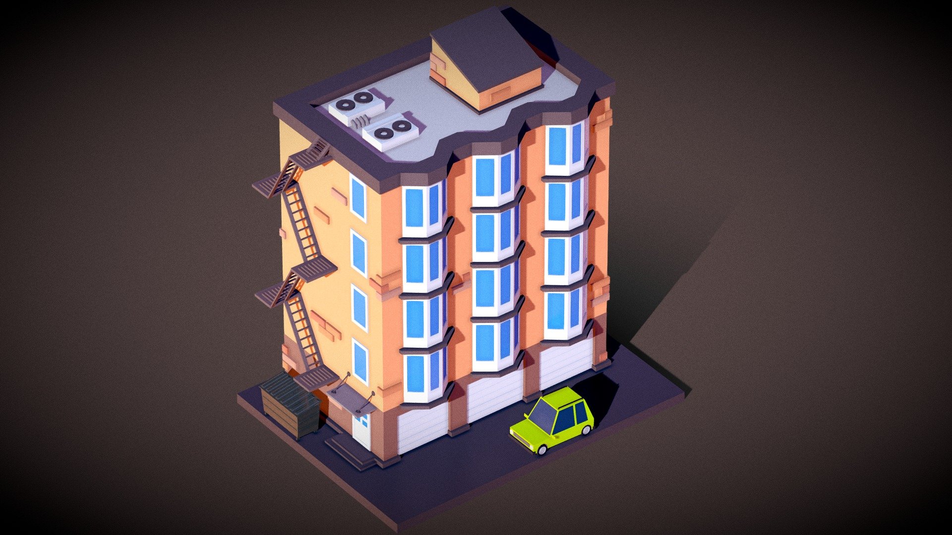 Low Poly Building Animation - 3D model by Alexander Kovalev (@viznum