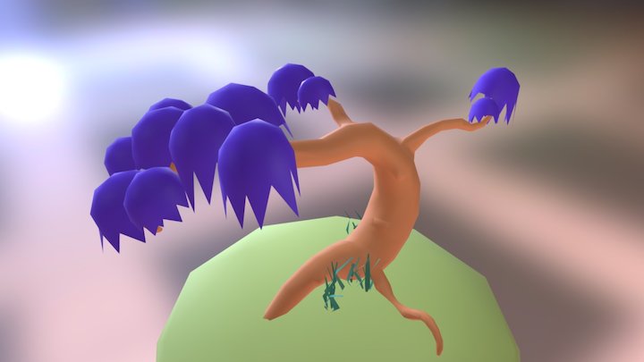 Blue Curved Tree 3D Model