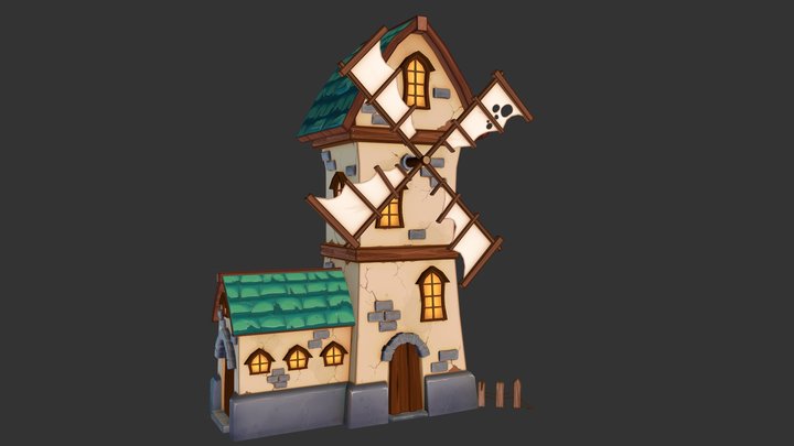 Windmill Building 3D Model