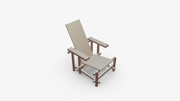 Cadeira do Gerrit Rietveld vermelha e azul 3D 3D Model