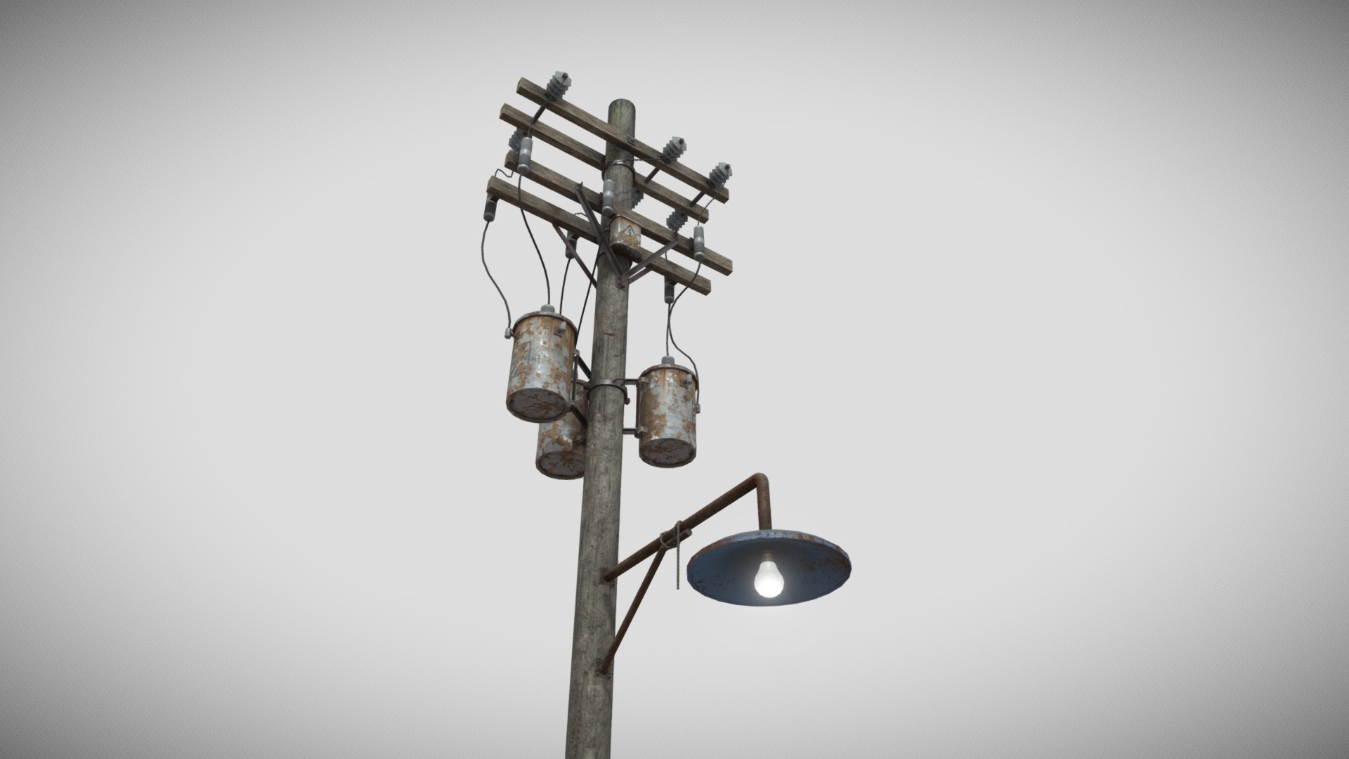 3D model Electric Pole - This is a 3D model of the Electric Pole. The 3D model is about a light post with two bells.