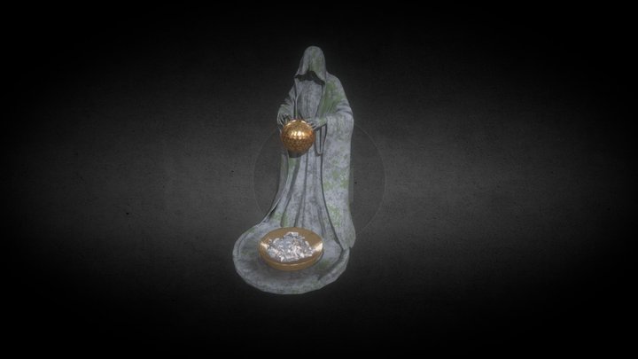 T Statue Monk V1 03 Nor BLT 3D Model