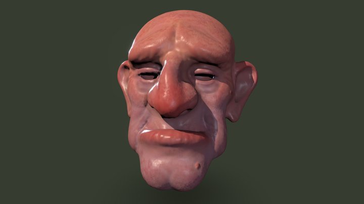 Sad Old Man 3D Model