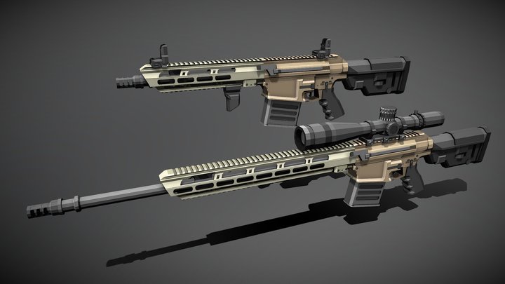 Low-poly Mk-18 .338 3D Model