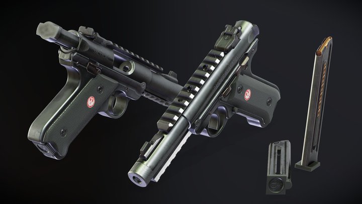 Ruger mark 4 tactical -  3d model and textures 3D Model