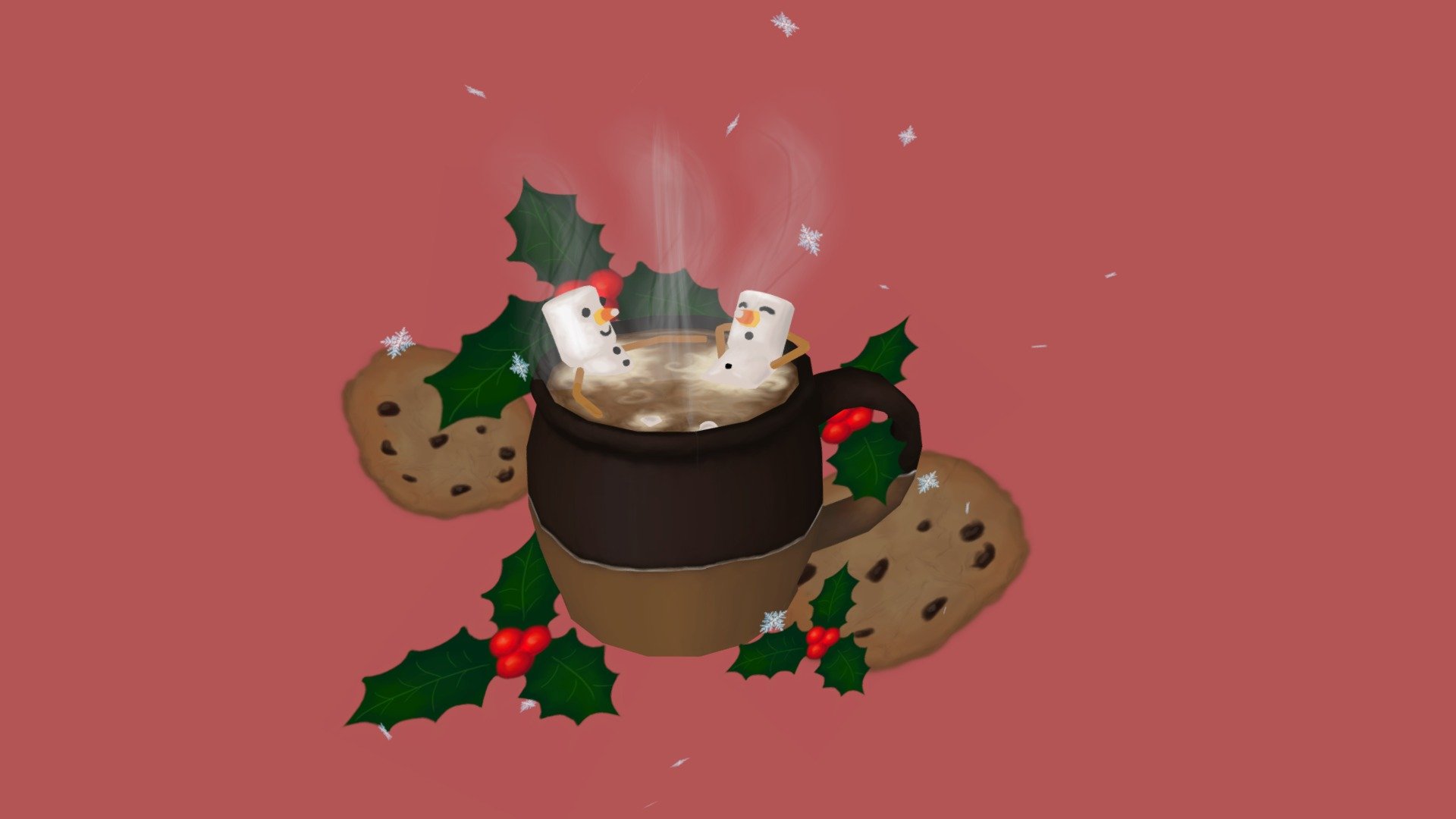 Two Snowmen Chilling in a Hot Mug