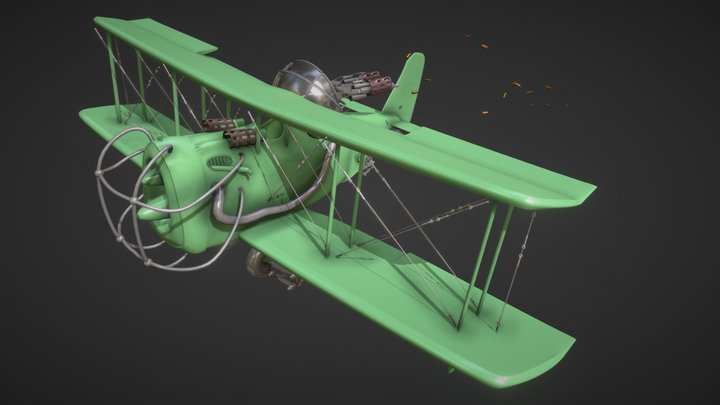 Dieselpunk Stylized Plane 3D Model