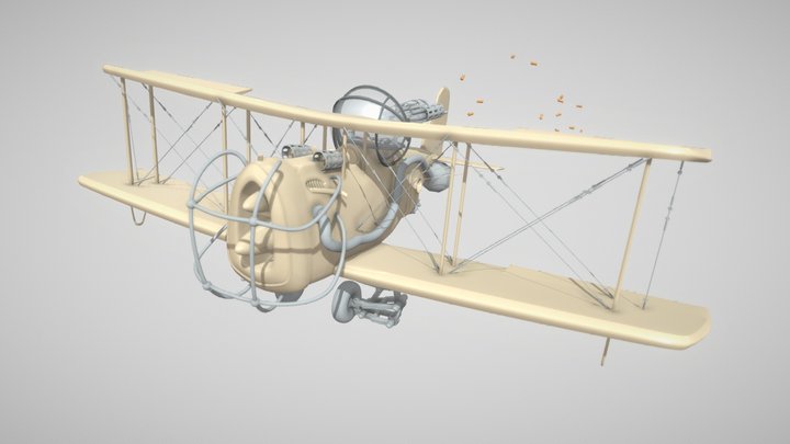 Dieselpunk Stylized Plane 3D Model