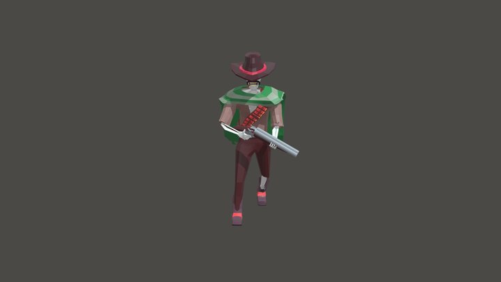 Low Poly Cowboy Skeleton 3D Model