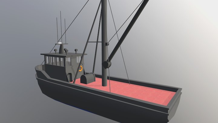 Fishing boat low polly 3D Model
