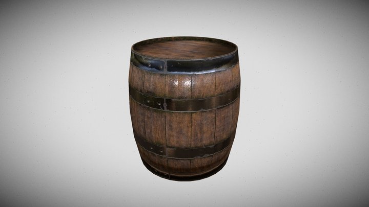 Old Wooden Barrel With Metal Fittings – Modello 3D gratuito STL