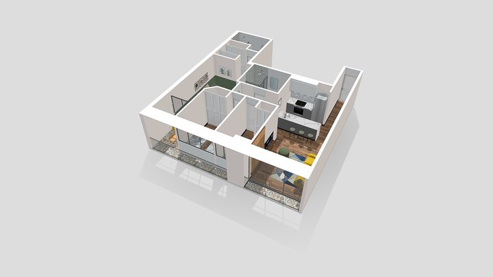 Dep de 3 habitaciones 3D Model