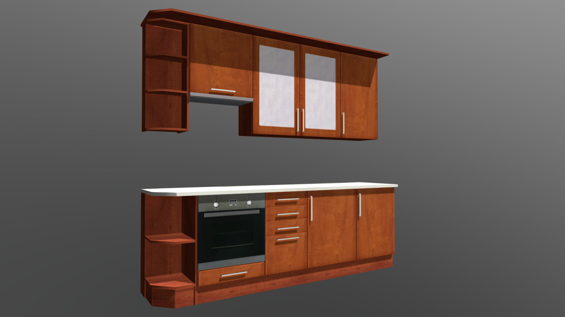 3D model Kitchen Cabinet 7 - This is a 3D model of the Kitchen Cabinet 7. The 3D model is about a kitchen with a wood cabinet.