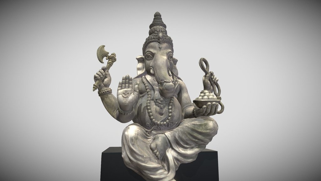 Ganesha Statue – Aged Cement Style (High Detail)