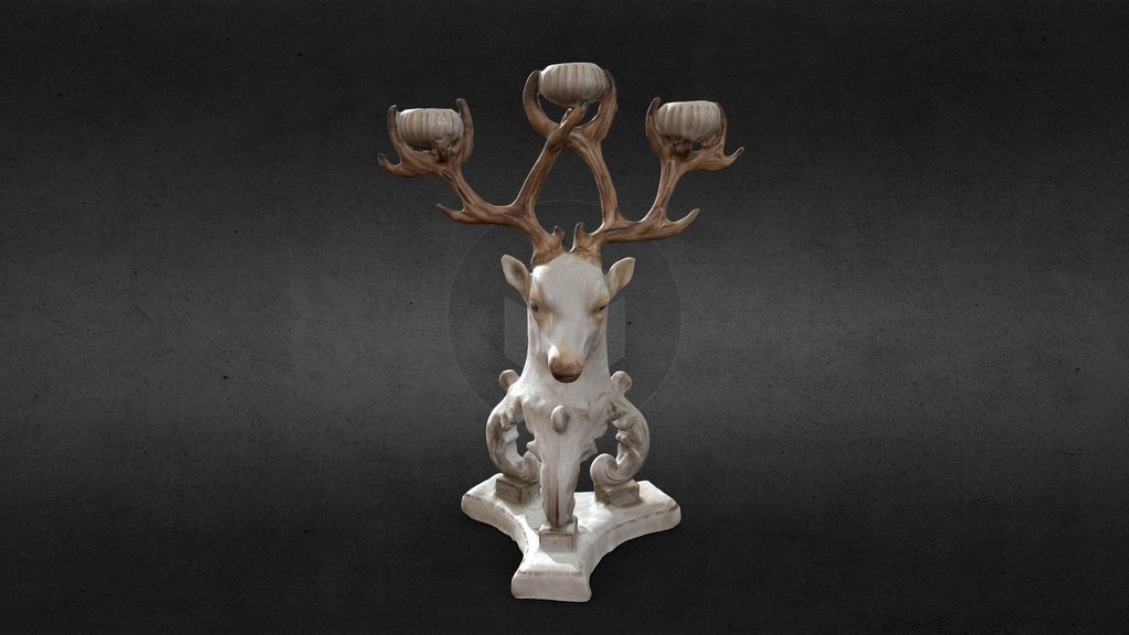 Belleek Candelabrum, Stags Head