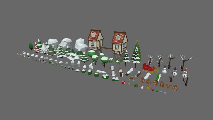 Low Poly Christmas Pack 01 3D Model