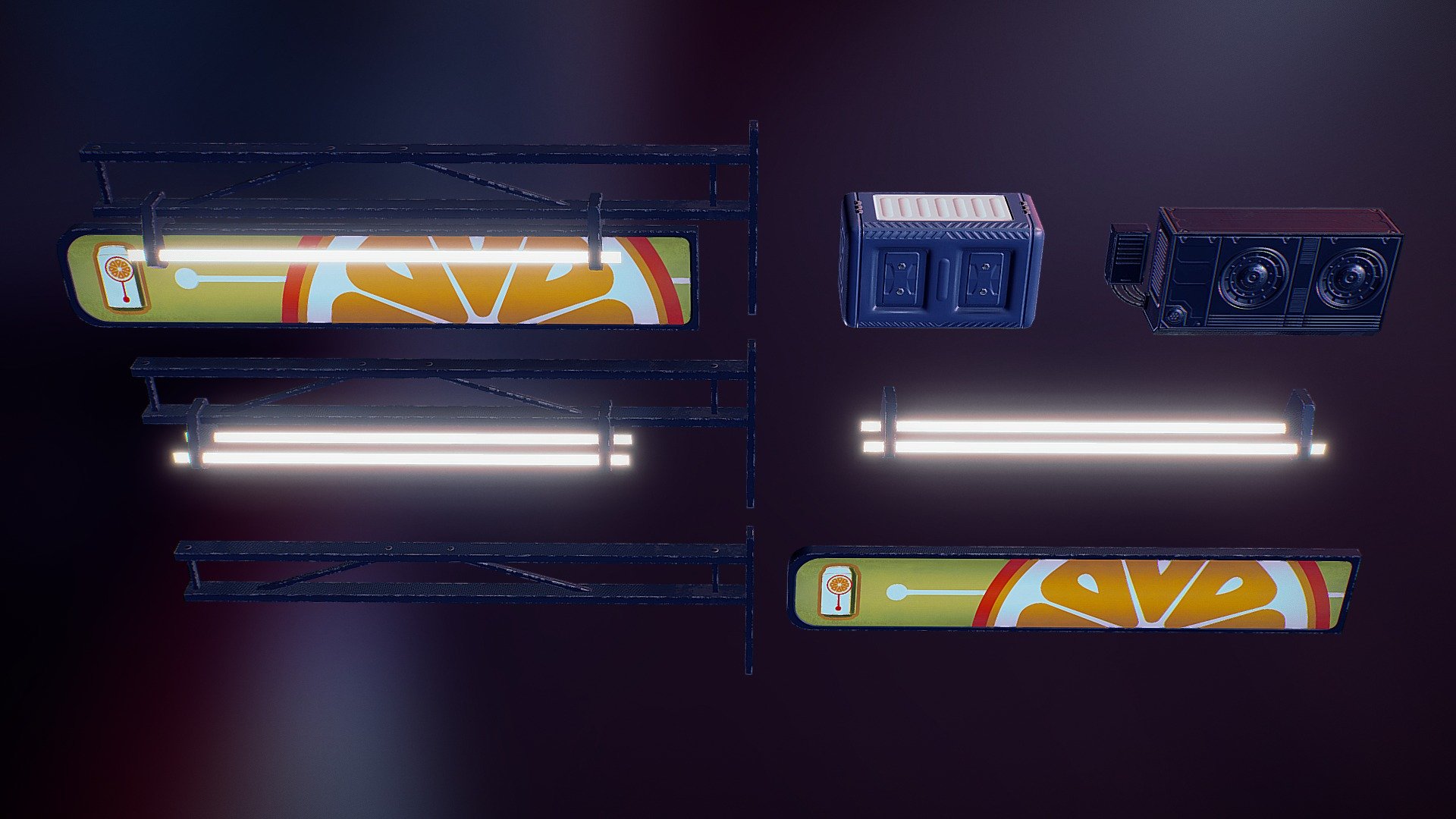 LowPoly SciFi Street Ornaments Pack