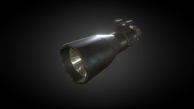 Tactical flashlight w/ rail mount 3D Model