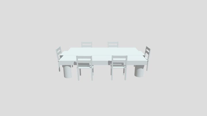 Dinning Table with (Cheetah) Print Cloth 3D Model