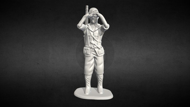USA - Shot Gunner Looking Through Binoculars 3D Model
