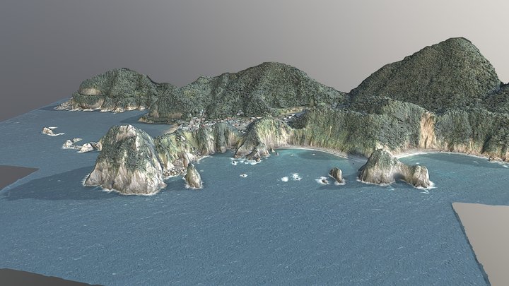 雲見　烏帽子山と千貫門 Volcanic Neck Eboshiyama & Senganmon 3D Model