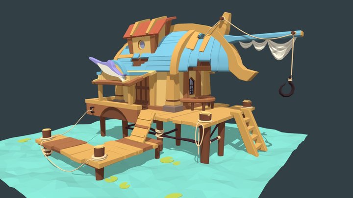 XYZ Homework: detailed draft fisherman's house 3D Model