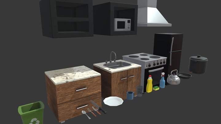 Kitchen assets mini pack 3D Model