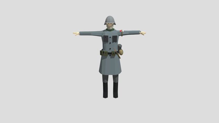 WW2 Soldier Low Poly 3D Model
