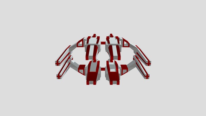 Low Poly 4 Chamber Spaceship 3D Model