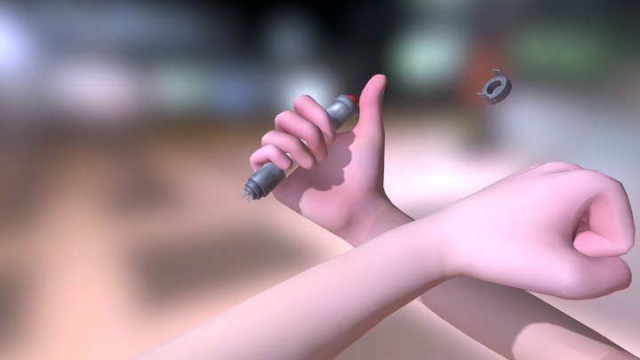 Medical syringe healing FPS Animation 3D Model