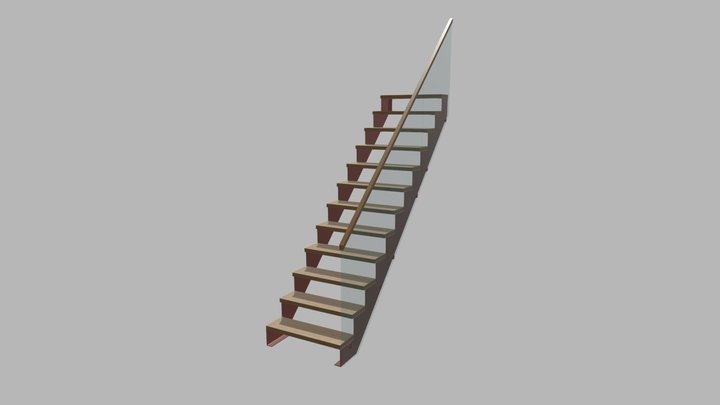 Прямая лестница на металлокаркасе из листа 3D Model