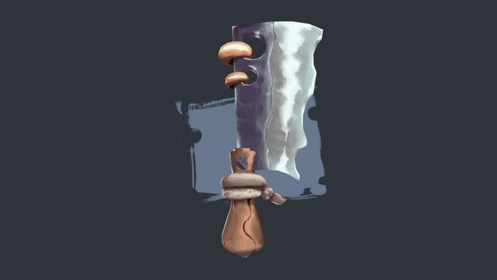 Hand Painted Cleaver 3D Model