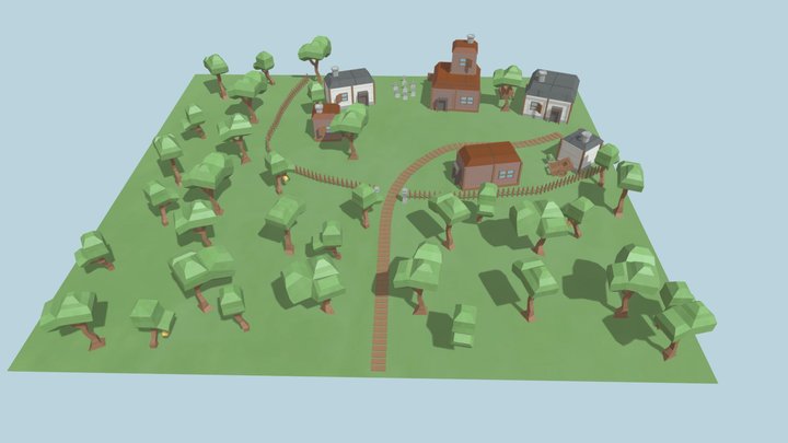 Tiny Low Poly Town - Modular Set 3D Model