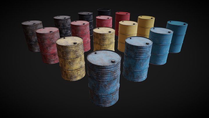 Low Poly | Closed Barrels 3D Model