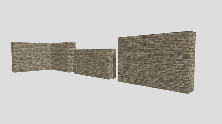 Stone bricks beige Wall-set 3D Model