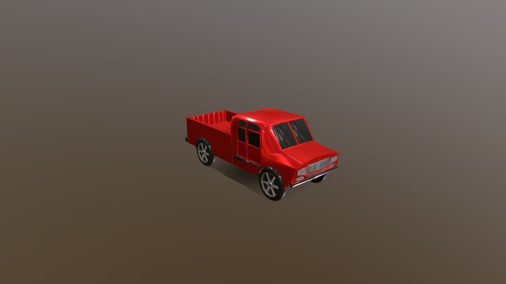 Red toy pickup 3D Model