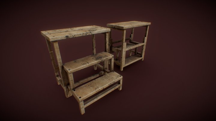 SCALETTO TRE GRADINI - THREE STEPS LADDER 3D Model