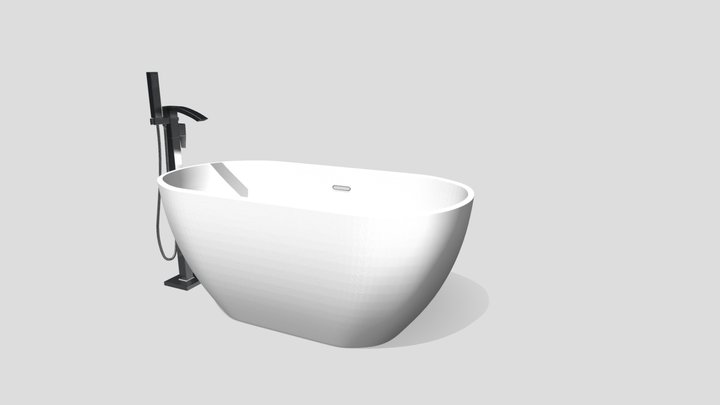 Bath with freestanding tap and shower 3D Model