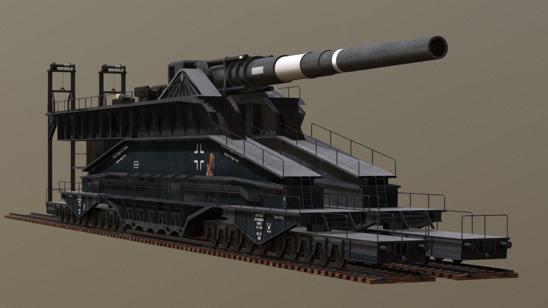 Eisenbahngeschütz Dora Cannon Dora Railway gun Buy Royalty Free 3D
