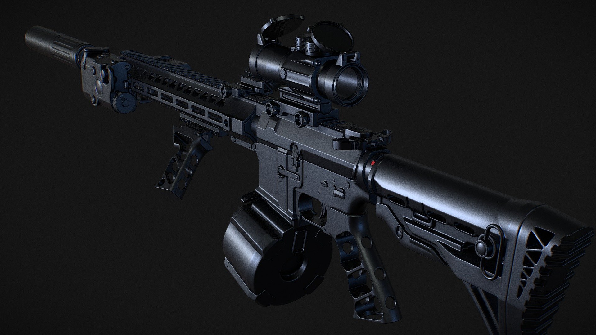 Customized M4A1 - Highpoly 3D Model.
