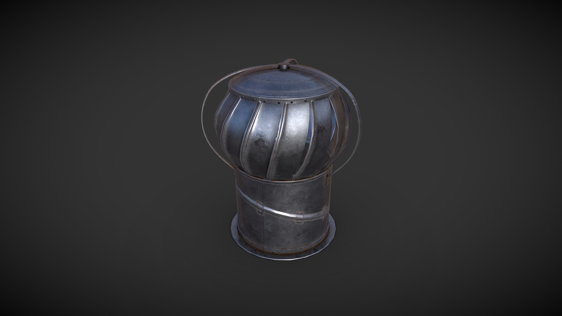 3D model Vent - This is a 3D model of the Vent. The 3D model is about a silver and black metal container.