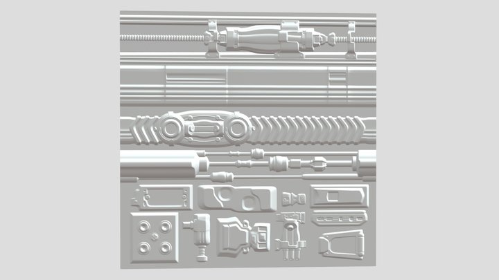 Sci-fi Atlas Texture 3D Model